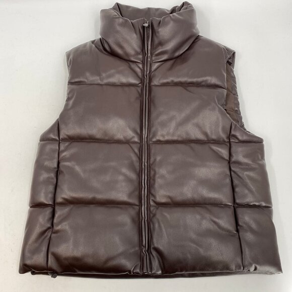 GAP Brown Pleather Puffer Vest | Classic Style for Any Occasion - Picture 4 of 7